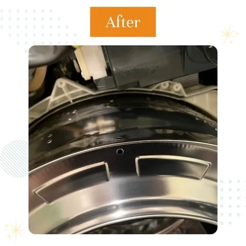 洗濯機の内部部品を取り外して洗浄する作業